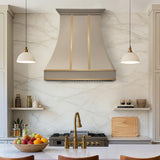 USA Luxury Custom Stainless Steel Range Hood with Handcrafted Brass Accents URHS-80-Custom Stainless Steel Range Hood > Luxury Kitchen Hood > High-End Metal Vent Hood-USA Range Hood