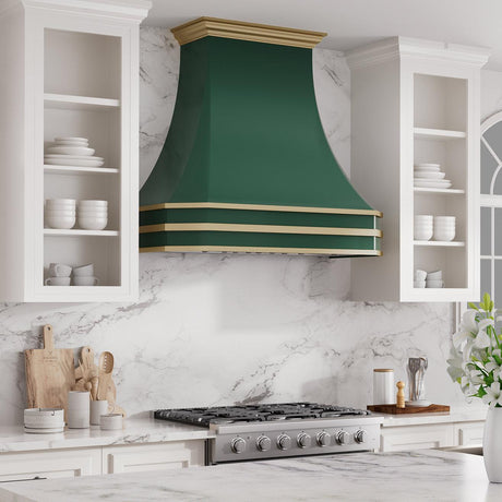 USA Luxury Emerald Green Custom Range Hood Stainless Steel URHS-73-Custom Stainless Steel Range Hood > Luxury Kitchen Hood > High-End Metal Vent Hood-USA Range Hood