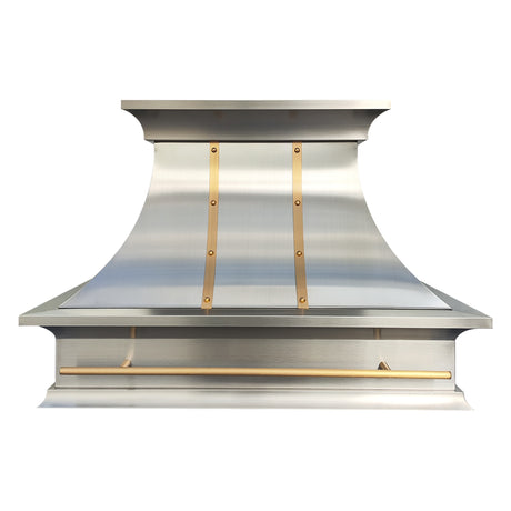 USA Luxury Stainless Steel Custom Vent Hood with Brass Decor URHS-36-Custom Stainless Steel Range Hood > Luxury Kitchen Hood > High-End Metal Vent Hood-USA Range Hood