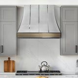 USA Mix Metal Custom Kitchen Vent Hood in Premium Stainless Steel and Brass URHS-75-Custom Stainless Steel Range Hood > Luxury Kitchen Hood > High-End Metal Vent Hood-USA Range Hood