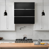 USA Modern Black Box Range Hood with Polished Stainless Accents URHS-104-Custom Stainless Steel Range Hood > Luxury Kitchen Hood > High-End Metal Vent Hood-USA Range Hood