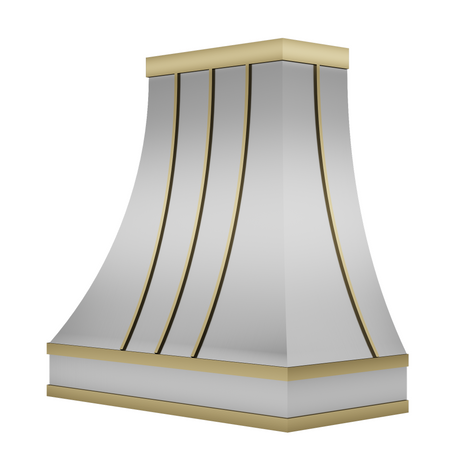 USA Modern Mixed-Metal Range Hood with Stainless Steel and Brass URHS-90-Custom Stainless Steel Range Hood > Luxury Kitchen Hood > High-End Metal Vent Hood-USA Range Hood