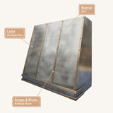 USA Modern Zinc Stove Hood with Decorative Brass Straps URHZ-10-Custom Zinc Range Hood > Luxury Metal Hood > High-End Kitchen Vent Hood-USA Range Hood