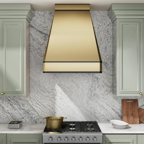 USA Pyramid Custom Brass Kitchen Hood URHB-11-Custom Brass Range Hood > Luxury Metal Hood > High-End Kitchen Vent Hood-USA Range Hood