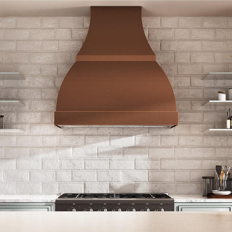 USA Rustic Copper Kitchen Stove Hood with Bell Shape URHC-05-Custom Copper Range Hood > Luxury Metal Hood > High-End Kitchen Vent Hood-USA Range Hood