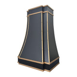 USA Stainless Steel Custom Black Kitchen Hood with Brass Decor URHS-70-Custom Stainless Steel Range Hood > Luxury Kitchen Hood > High-End Metal Vent Hood-USA Range Hood