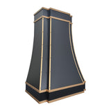USA Stainless Steel Custom Black Kitchen Hood with Brass Decor URHS-70-Custom Stainless Steel Range Hood > Luxury Kitchen Hood > High-End Metal Vent Hood-USA Range Hood