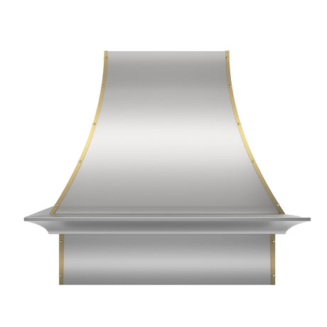 USA Stainless Steel Custom Kitchen Vent Hoods with Brass Trims URHS-22-Custom Stainless Steel Range Hood > Luxury Kitchen Hood > High-End Metal Vent Hood-USA Range Hood