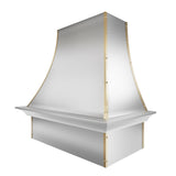 USA Stainless Steel Custom Kitchen Vent Hoods with Brass Trims URHS-22-Custom Stainless Steel Range Hood > Luxury Kitchen Hood > High-End Metal Vent Hood-USA Range Hood
