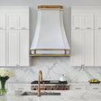 USA Stainless Steel White Custom Range Hood with Brass Accent URHS-42-Custom Stainless Steel Range Hood > Luxury Kitchen Hood > High-End Metal Vent Hood-USA Range Hood