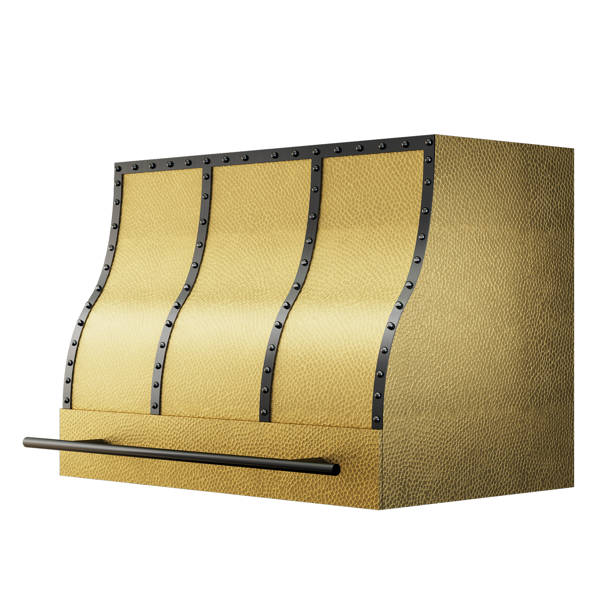 USA Texas Brass Kitchen Hoods with Black Rivets and Straps URHB-23-Custom Brass Range Hood > Luxury Metal Hood > High-End Kitchen Vent Hood-USA Range Hood