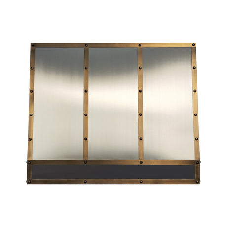 USA Warm Stainless Steel Range Hood with Antique Brass Trim URHS-79-Custom Stainless Steel Range Hood > Luxury Kitchen Hood > High-End Metal Vent Hood-USA Range Hood