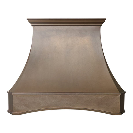 USA Weathered Copper Vent Hood with Soft Hammered Apron URHC-58-Custom Copper Range Hood > Luxury Metal Hood > High-End Kitchen Vent Hood-USA Range Hood