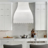 USA White Stainless Steel Bell Range Hood with Scalloped Apron URHS-69-Custom Stainless Steel Range Hood > Luxury Kitchen Hood > High-End Metal Vent Hood-USA Range Hood