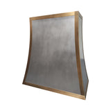 USA Zinc Custom Range Hood with Brass Accent URHZ-03-Custom Zinc Range Hood > Luxury Metal Hood > High-End Kitchen Vent Hood-USA Range Hood