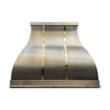 USA Antique Brass Range Hood with Artisan Pot Rack URHB-80