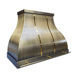 USA Antique Brass Range Hood with Artisan Pot Rack URHB-80