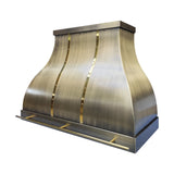USA Antique Brass Range Hood with Artisan Pot Rack URHB-80
