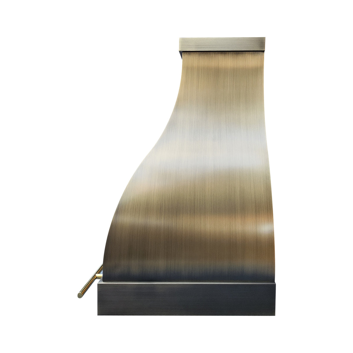 USA Antique Brass Range Hood with Artisan Pot Rack URHB-80