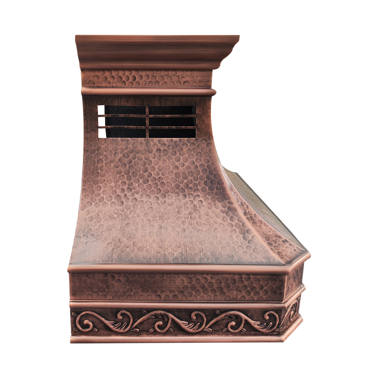 USA Antique Custom Copper Vent Hood with Elegant Apron URHC-33