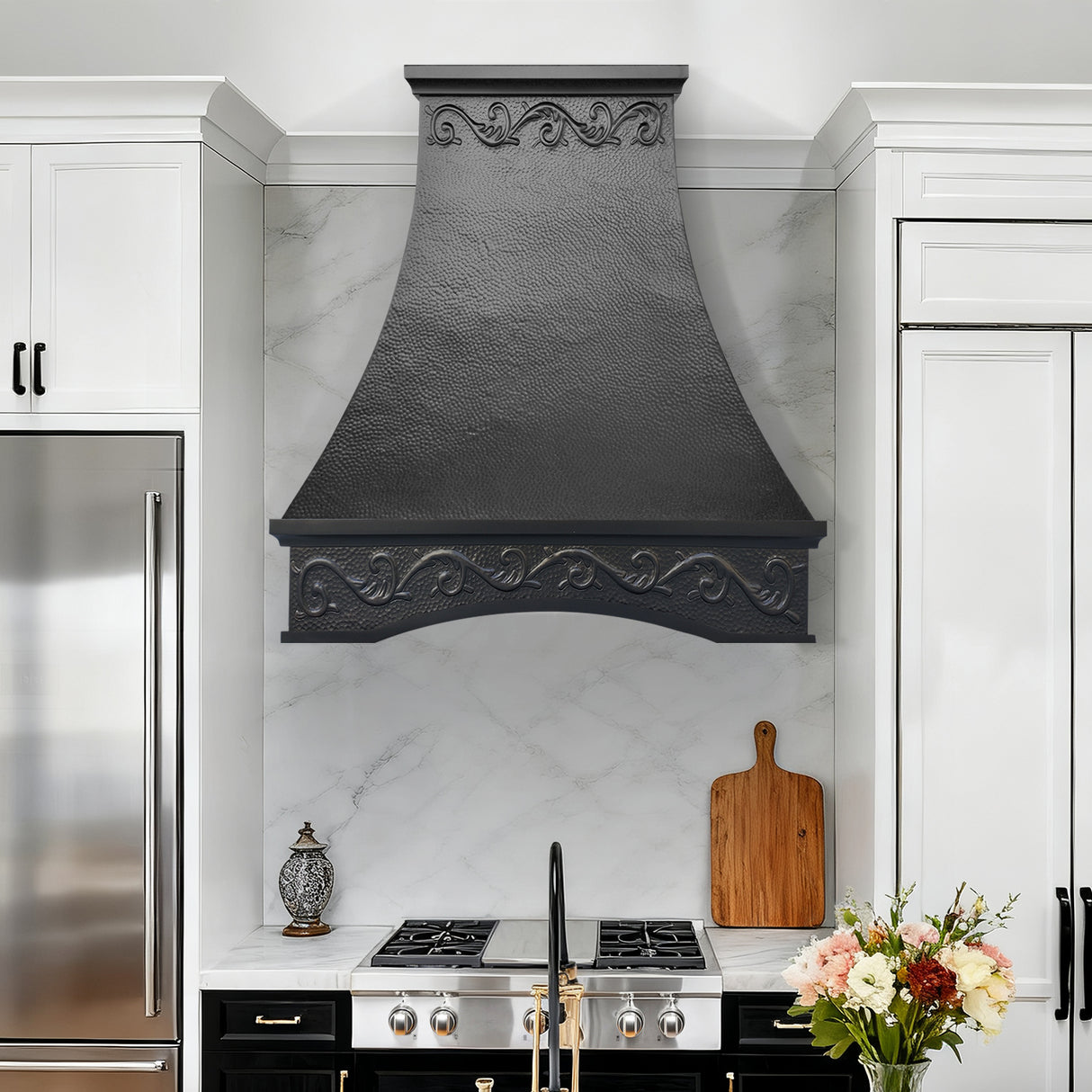 USA Arched Custom Copper Vent Hood with Elegant Apron URHC-27