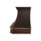 USA Artisan Black Stainless Steel Kitchen Hood with Antique Copper Straps URHS-267