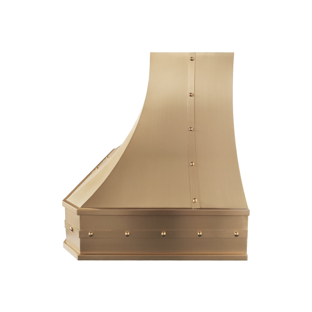 USA Artisan Brass Range Hood Featuring Handmade Straps and Rivets URHB-138