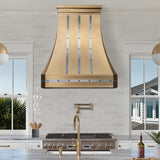 USA Artisan Brass Range Hood Featuring Stainless Steel Straps URHB-89
