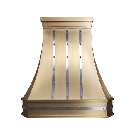 USA Artisan Brass Range Hood Featuring Stainless Steel Straps URHB-89