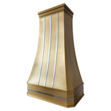 USA Artisan Brass Range Hood Featuring Stainless Steel Straps URHB-89