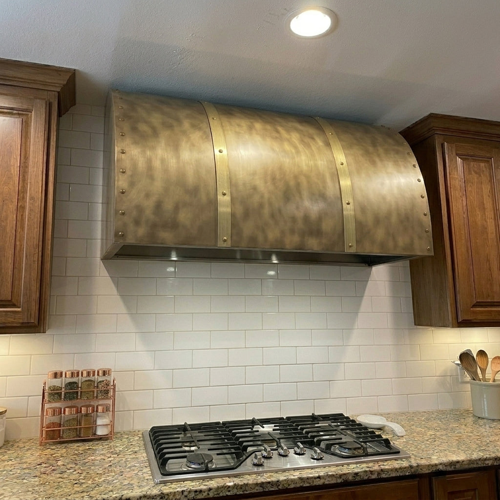 USA Artisan Brass Range Hood featuring Rustic Style URHB-92