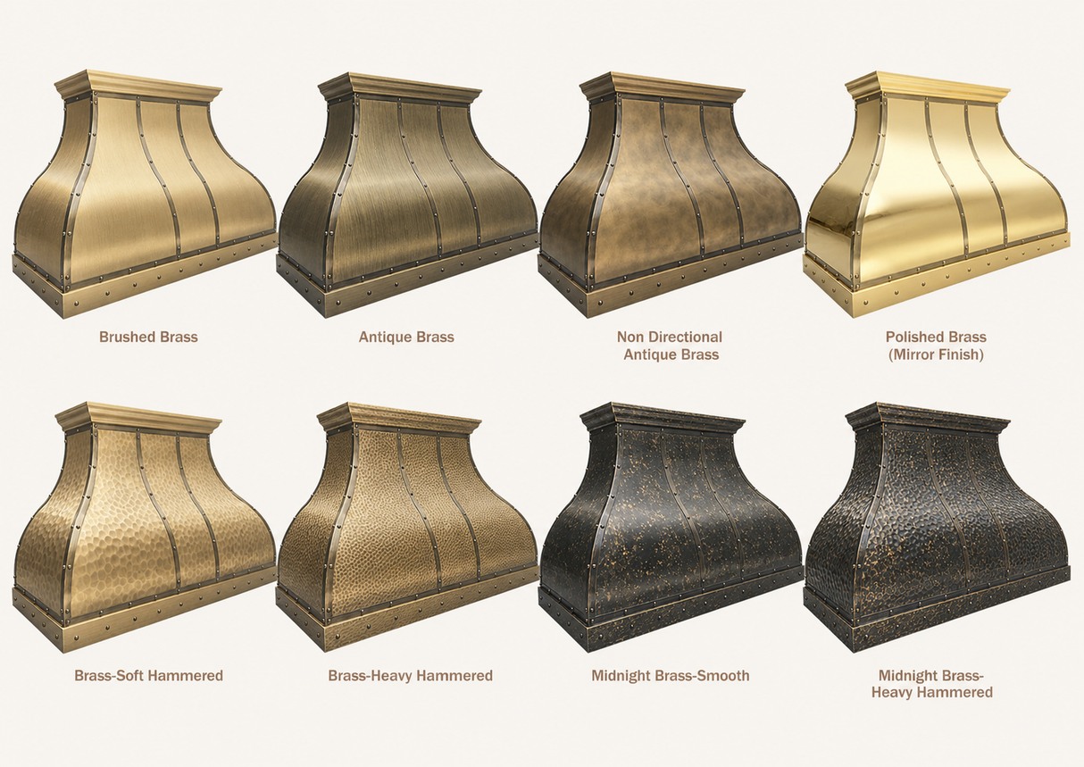 USA Artisan Brushed Brass Kitchen Hood with Designer Bell Shaped URHB-108