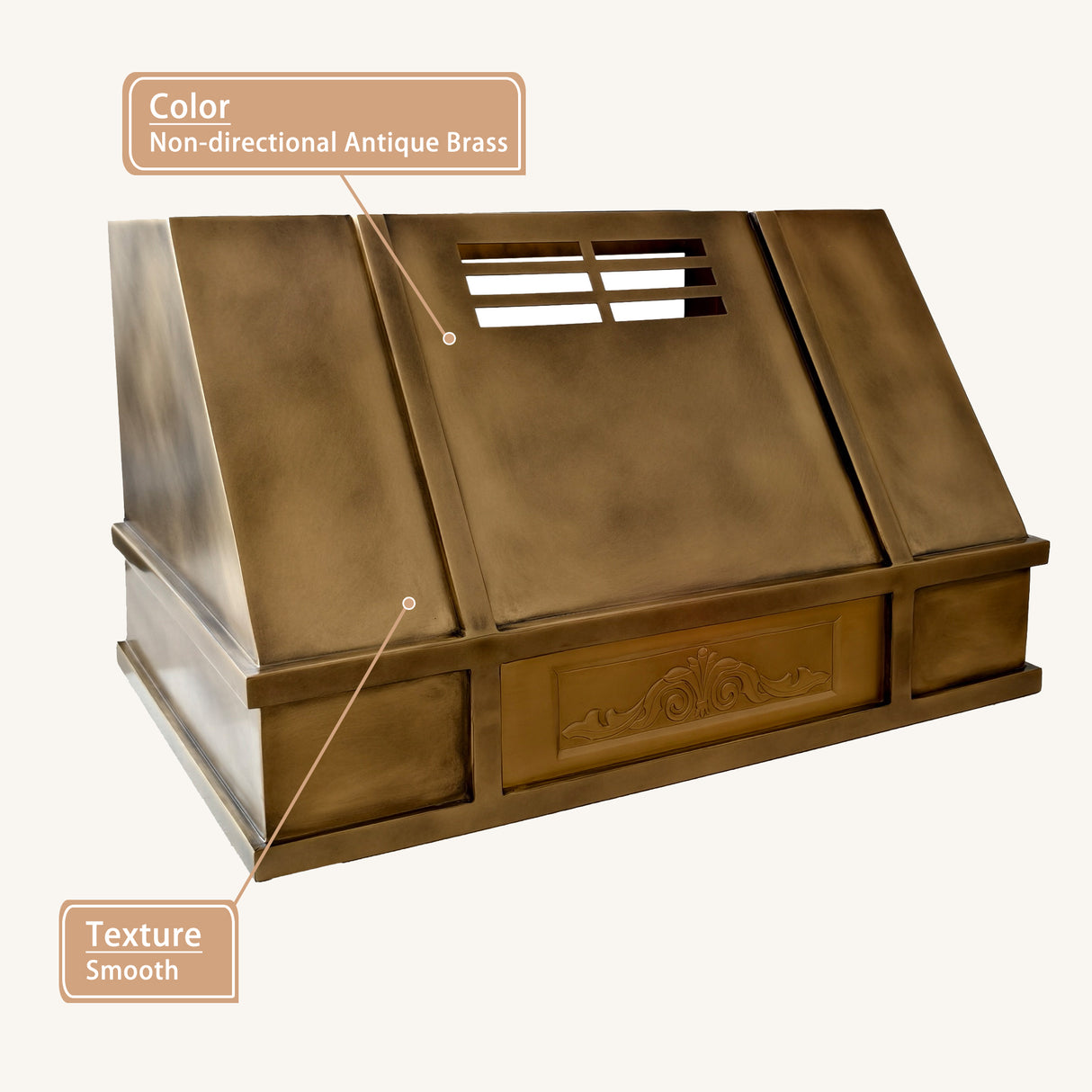 USA Artisan Custom Brass Stove Hood with Handmade Apron URHB-154
