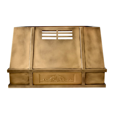 USA Artisan Custom Brass Stove Hood with Handmade Apron URHB-154