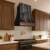 USA Artisan Dark Zinc Vent Hood with Antique Copper Straps URHZ-22