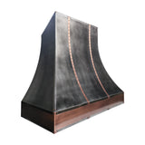 USA Artisan Dark Zinc Vent Hood with Antique Copper Straps URHZ-22