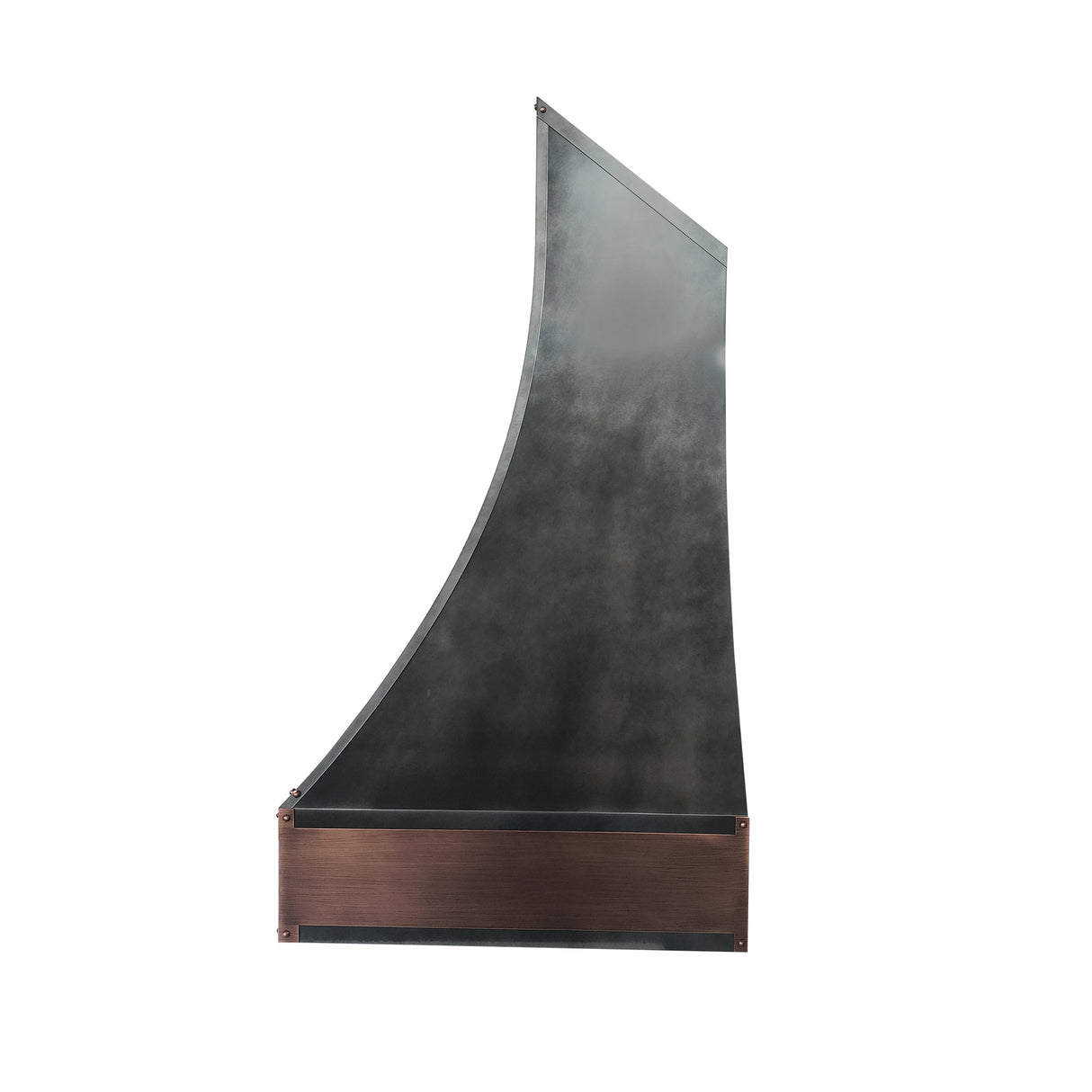 USA Artisan Dark Zinc Vent Hood with Antique Copper Straps URHZ-22
