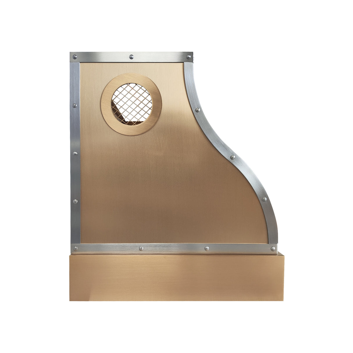 USA Artisan Handmade Brass Range Hood with Stainless Steel Straps URHB-153