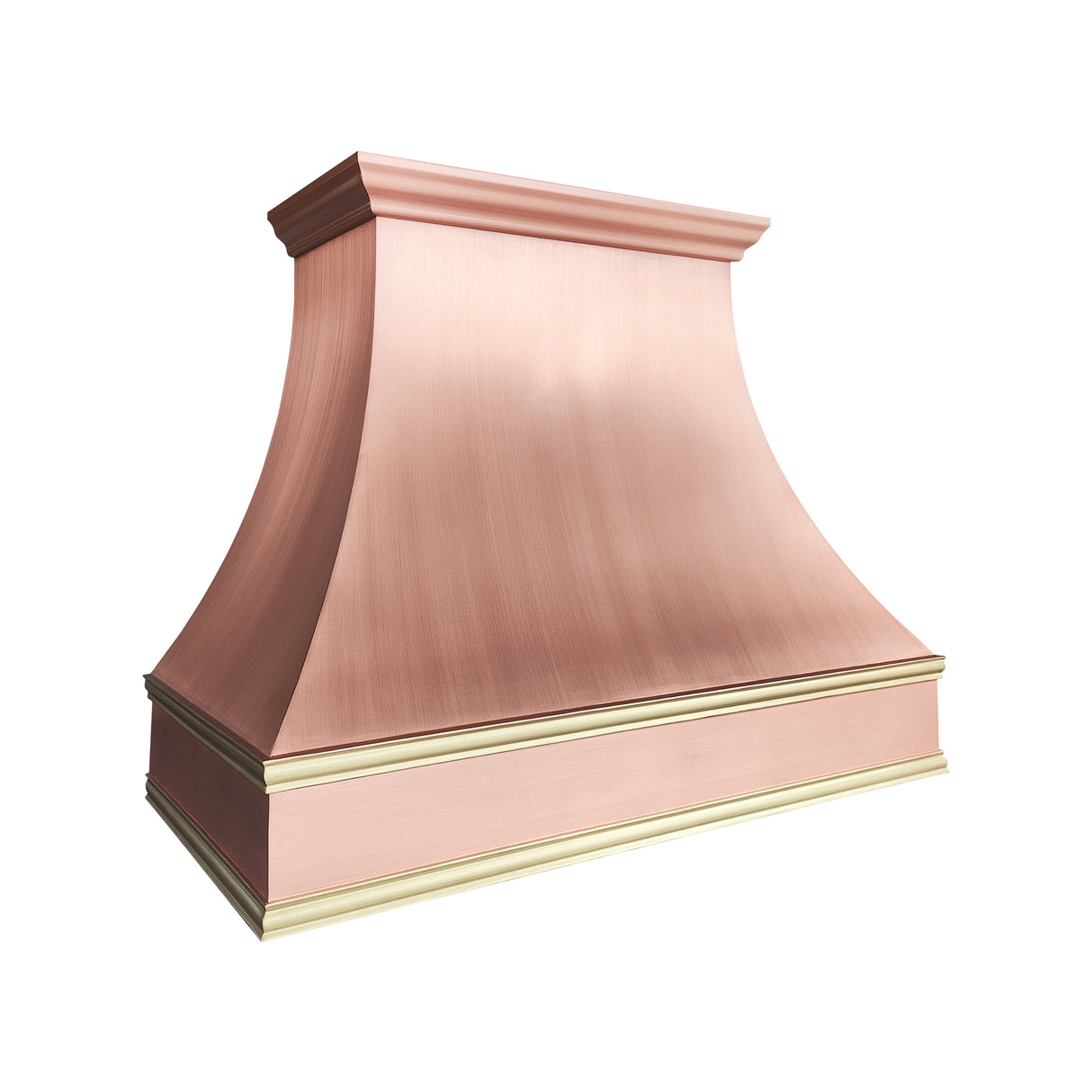 USA Artisan Natural Copper Kitchen Vent Hood with Brass Strpas URHC-94