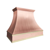 USA Artisan Natural Copper Kitchen Vent Hood with Brass Strpas URHC-94