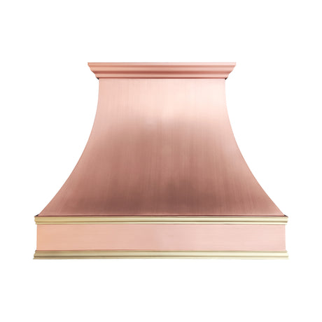 USA Artisan Natural Copper Kitchen Vent Hood with Brass Strpas URHC-94