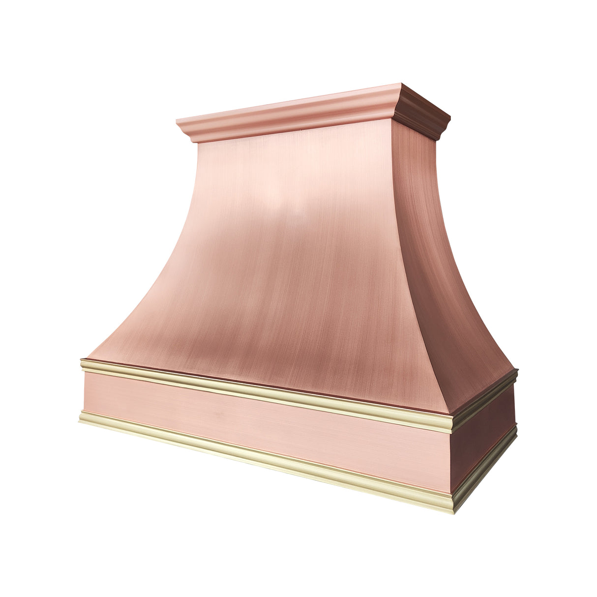 USA Artisan Natural Copper Kitchen Vent Hood with Brass Strpas URHC-94