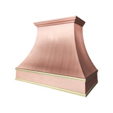 USA Artisan Natural Copper Kitchen Vent Hood with Brass Strpas URHC-94