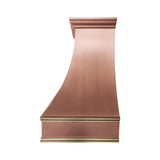 USA Artisan Natural Copper Kitchen Vent Hood with Brass Strpas URHC-94