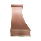 USA Artisan Natural Copper Kitchen Vent Hood with Brass Strpas URHC-94