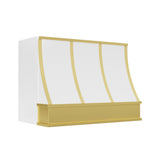 USA Artisan White Stainless Steel Kitchen Hood with Handmade Brass Apron URHS-272