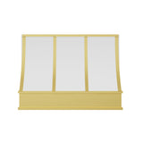 USA Artisan White Stainless Steel Kitchen Hood with Handmade Brass Apron URHS-272
