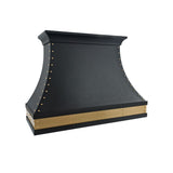 USA Black Custom Stainless Steel Vent Hood with Artisan Brass Apron URHS-268