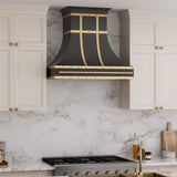 USA Black Handmade Stainless Steel Stove Hood with Pot Rack URHS-137