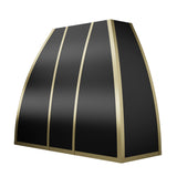 USA Black Stainless Steel Kitchen Hood Featuring Brass Straps URHS-162